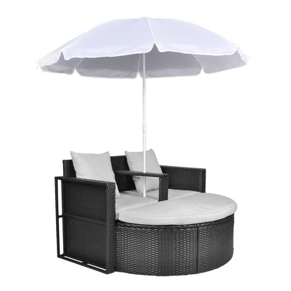 vidaXL Garden Chair Black Poly Rattan Large Detachable