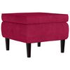 vidaXL Stool Wine Red Velvet, rubber wood Small Footstool Square