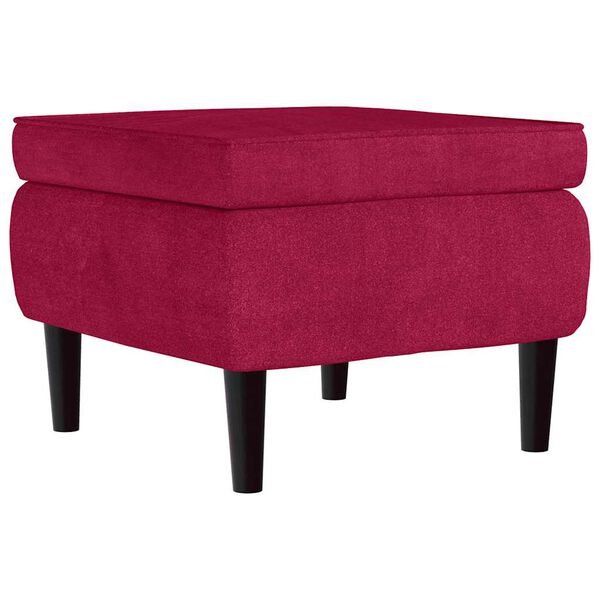 vidaXL Stool Wine Red Velvet, rubber wood Small Footstool Square