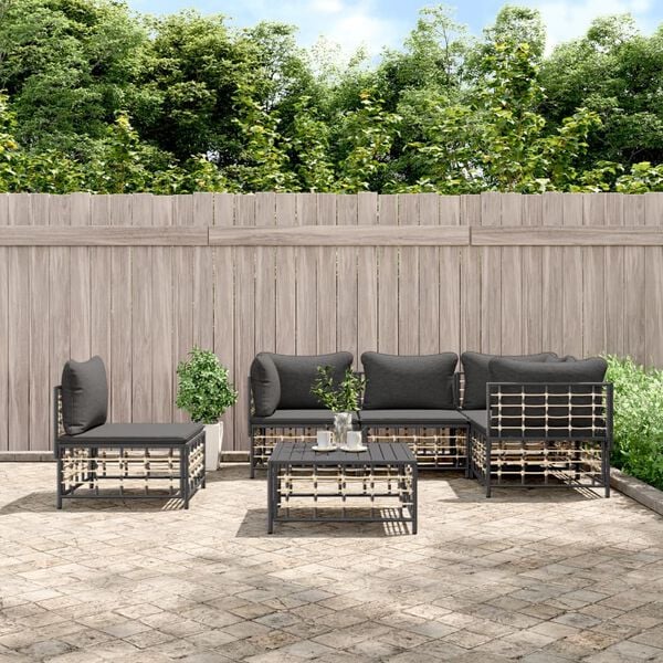 vidaXL Garden Lounge Set Charcoal Poly rattan Large Modular