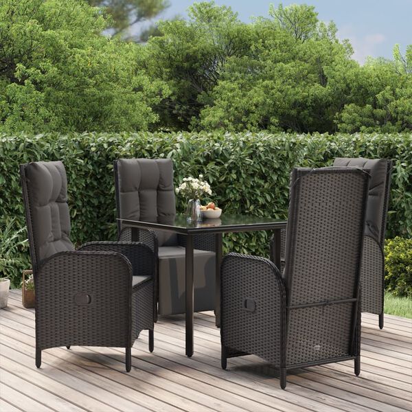 vidaXL Garden Dining Set Black