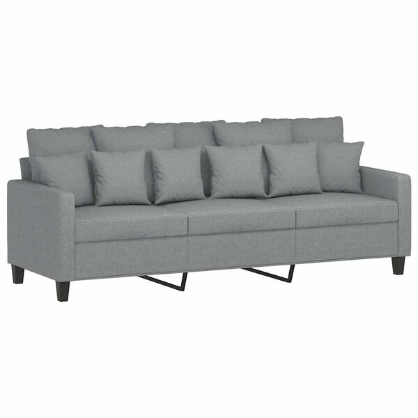vidaXL 3-Seater Sofa Light Grey 100% Polyester Fabric, Metal, Textilene