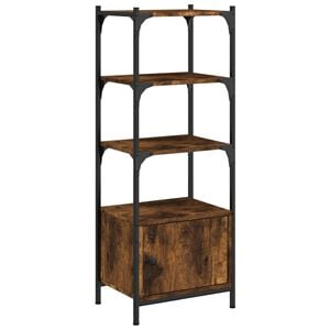 vidaXL Bookcase Smoked Oak Engineered wood, Metal 3-Tier Adjustable Feet