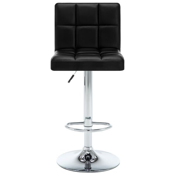 vidaXL Bar Stool Set of 2 Black Faux leather Height-Adjustable