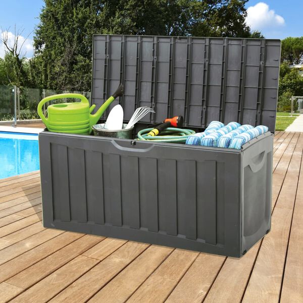 vidaXL Storage Box Black Polypropylene Large Storage Box Rectangular