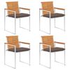 vidaXL Patio Chairs 4 pcs with Cushions Solid Acacia Wood