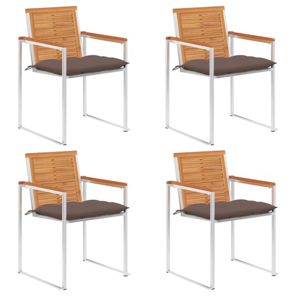 vidaXL Patio Chairs 4 pcs with Cushions Solid Acacia Wood