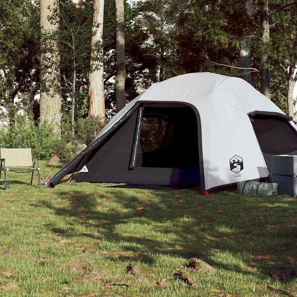 vidaXL Camping Tent Dome 4-Person White Blackout Fabric Waterproof