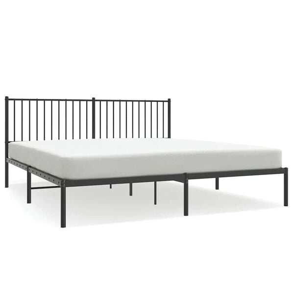 vidaXL Bed Frame Black Powder-coated steel King Bed Frame Rectangular