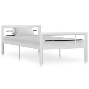 vidaXL Bed Frame White and black Metal Twin Bed Frame Rectangular