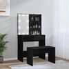 vidaXL Dressing Table Set With Led Black Engineered wood