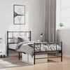 vidaXL Bed Frame Black Powder-Coated Steel Single Bed Frame