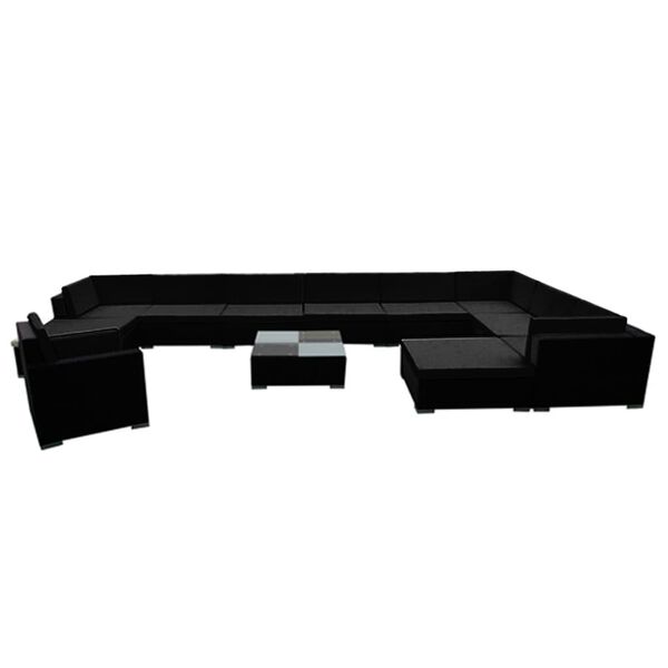 vidaXL Patio Lounge Set of 12 Black
