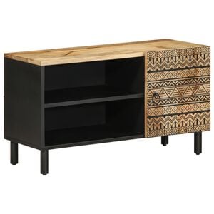 vidaXL TV Cabinet Black Solid mango wood, iron Medium TV Cabinet