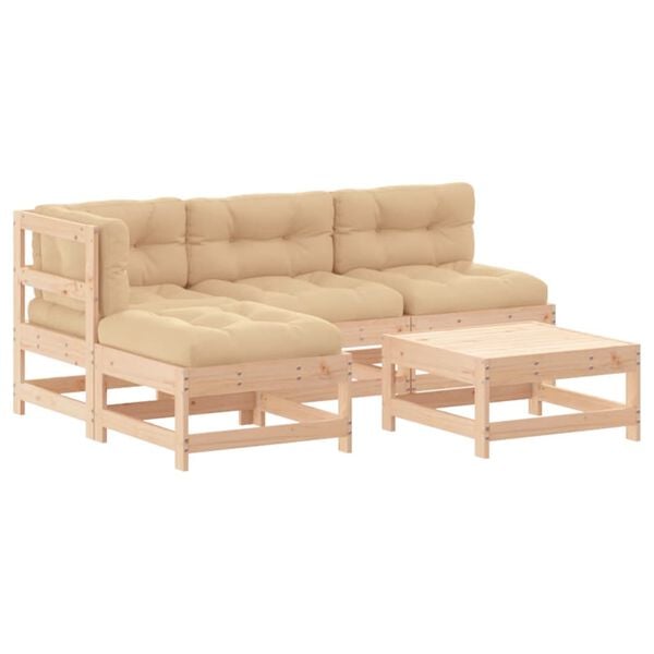 vidaXL Garden Lounge Set Beige, Natural Wood