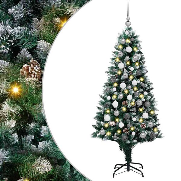 vidaXL Artificial Christmas Tree Green 70.9" PVC and Steel and Plastic