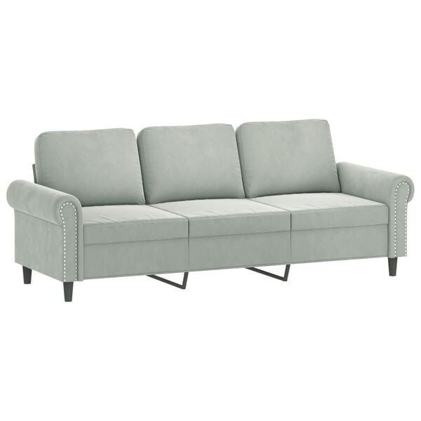 vidaXL 3-seater Sofa Light grey Velvet (100% polyester), metal, textilene