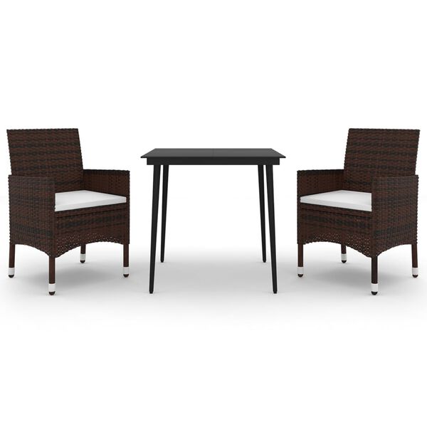 vidaXL Garden Dining Set Brown PE rattan 31.5 x 31.5 x 29.1 in