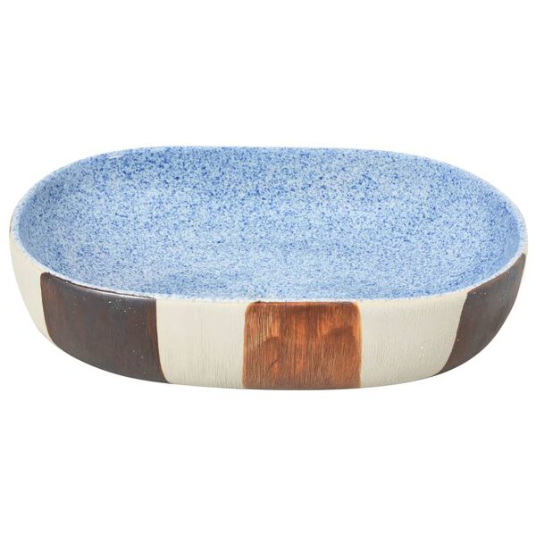 vidaXL Countertop Basin Multicolour Oval 23.2x15.7x5.5" Ceramic