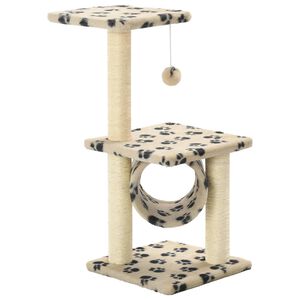 vidaXL Cat Tree Beige with black paw prints