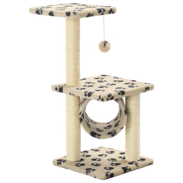 vidaXL Cat Tree Beige with black paw prints