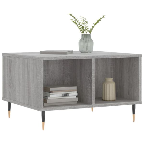vidaXL Coffee Table Gray Sonoma Engineered Wood, Metal Medium