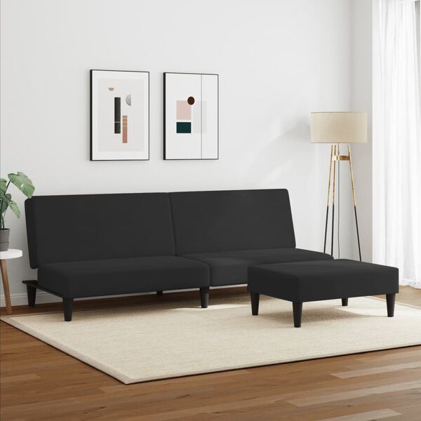 vidaXL Sofa Bed Black Velvet (100% polyester), wood, plastic Large