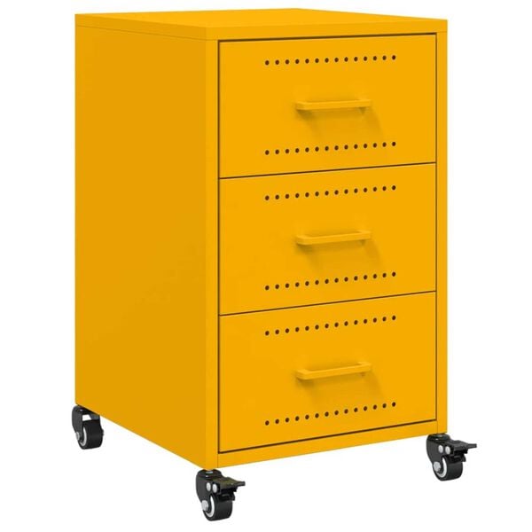 vidaXL Bedside Cabinet Mustard Yellow Cold-rolled steel Medium
