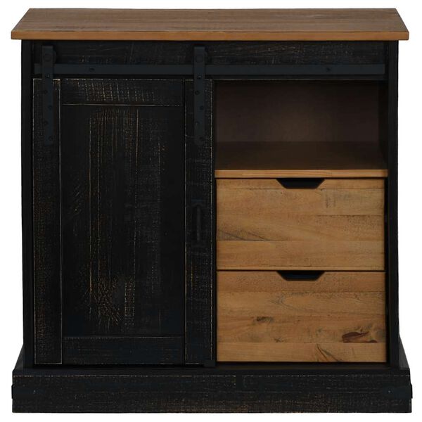 vidaXL Sideboard Black Solid pine wood, metal Medium Sideboard