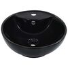 vidaXL Wash Basin with Overflow 18.3x7.1" Ceramic Black