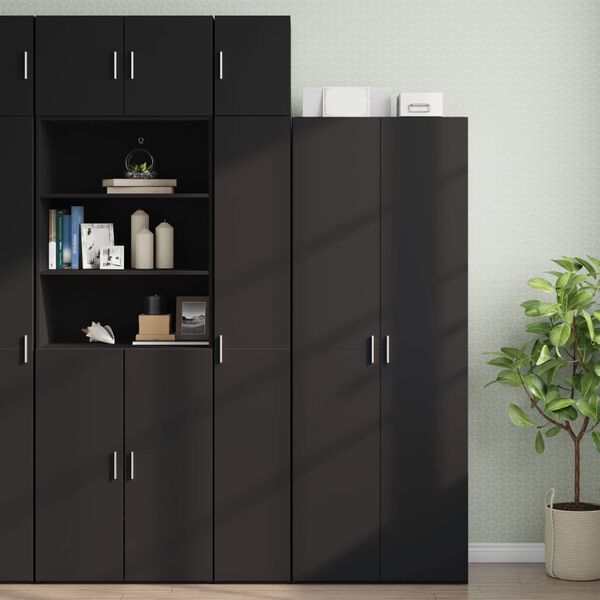 vidaXL Wall Cabinet Black Engineered wood 11.8 x 16.7 x 15.7 in