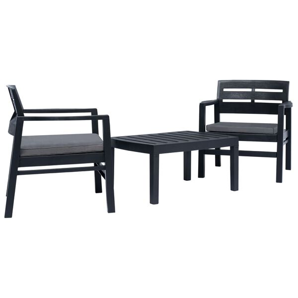 vidaXL Patio Garden Set Set of 3 Anthracite Plastic, Polyester Standard