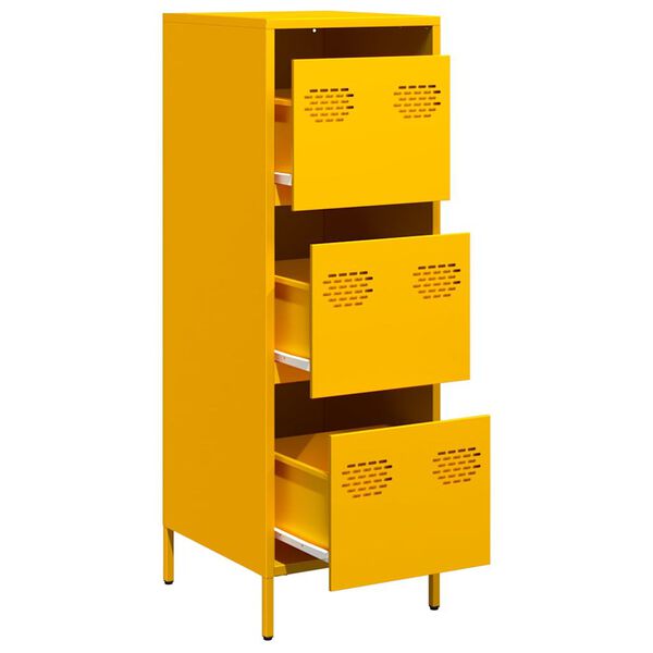 vidaXL Highboard Mustard Yellow Cold-rolled Steel Medium Highboard