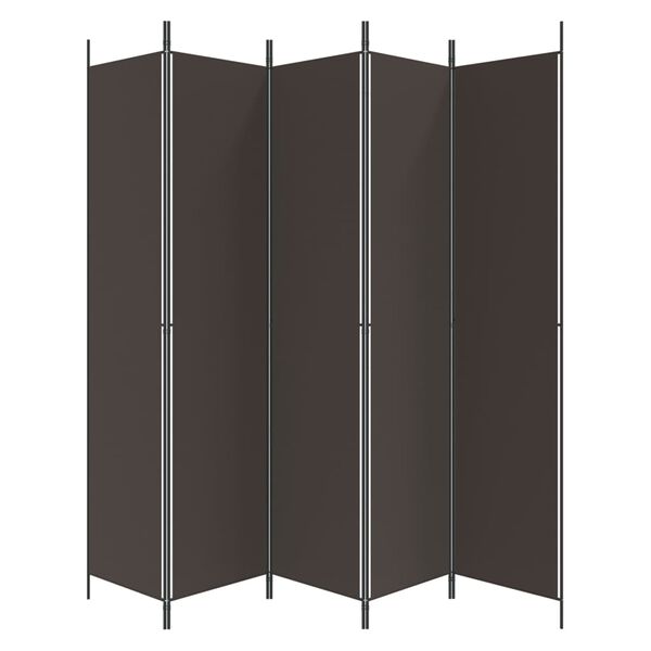 vidaXL 5-Panel Room Divider Brown 98.4"x86.6" Fabric