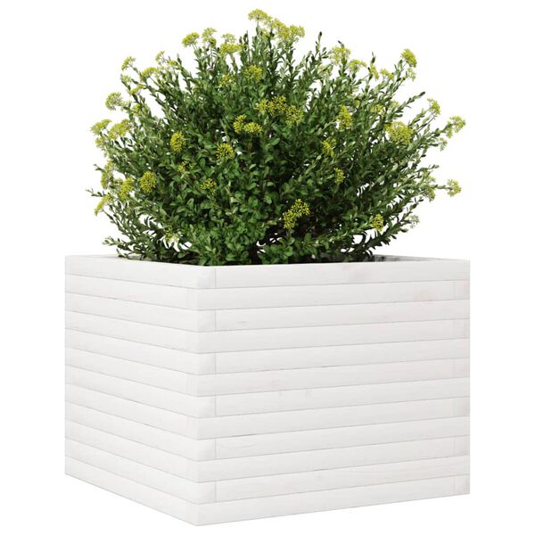 vidaXL Garden Planter White Solid Pine Wood 23.6x23.6x17.9 in