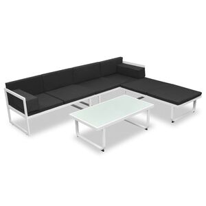vidaXL Garden Sofa Set Black and White