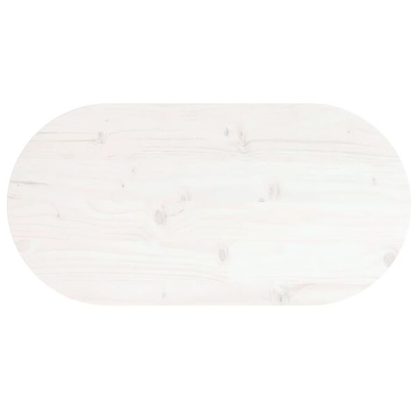 vidaXL Table Top White Solid Pine Wood Small Table Top Oval Rustic