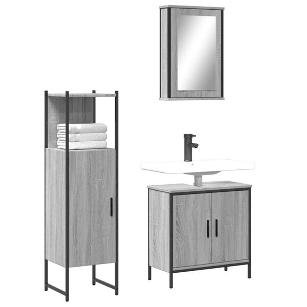 vidaXL Bathroom Furniture Set Gray sonoma