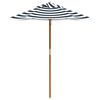 vidaXL Garden Umbrella Blue and white Polyester cover, Hardwood pole