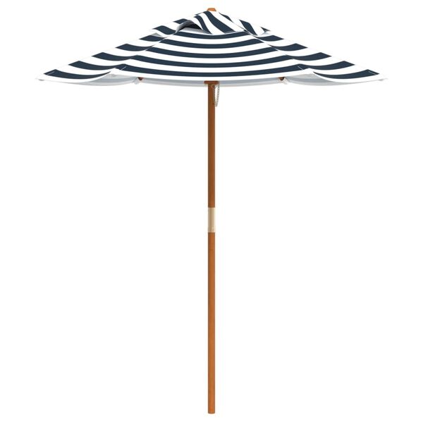 vidaXL Garden Umbrella Blue and white Polyester cover, Hardwood pole