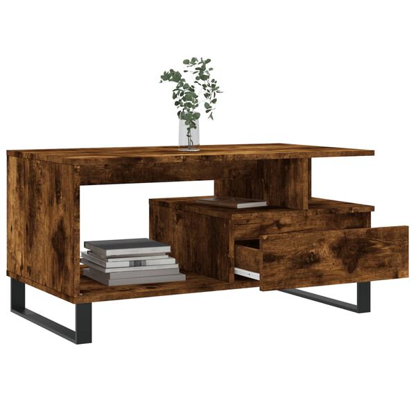 vidaXL Coffee Table Smoked Oak Engineered Wood Medium Coffee Table