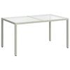 vidaXL Garden Table White Poly rattan, tempered glass, powder-coated steel