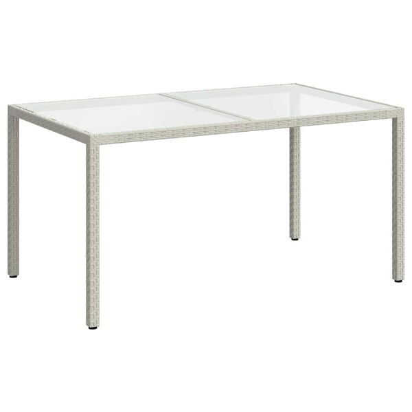 vidaXL Garden Table White Poly rattan, tempered glass, powder-coated steel
