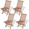 vidaXL Folding Chair Set of 4 Natural Teak Solid Teak Wood Standard