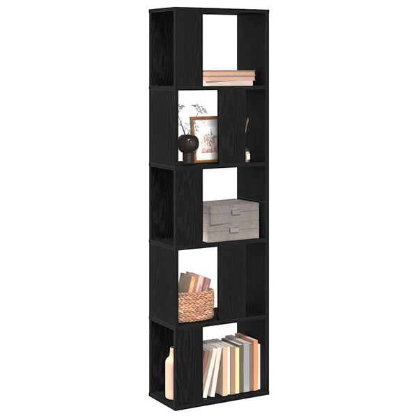 vidaXL Bookcase Black oak 45 x 23.5 x 162.5 cm Engineered wood