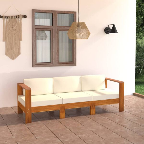 vidaXL Wooden Garden Sofa Cream White