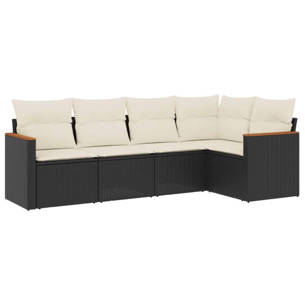 vidaXL Garden Sofa Set Black, Cream White