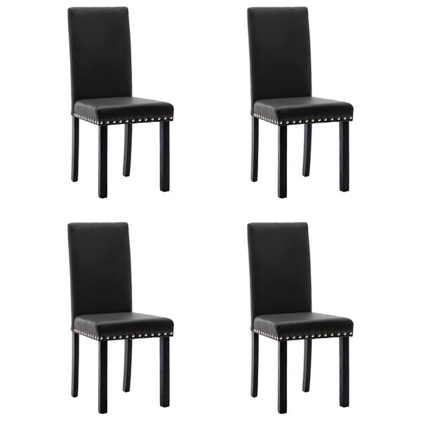 vidaXL Dining Chairs 4 pcs Black PVC