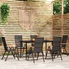 vidaXL Garden Dining Set Black PE rattan 7 Piece Set Foldable