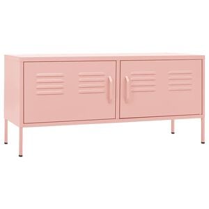vidaXL TV Cabinet Pink Steel Standard TV Cabinet Rectangular Modern